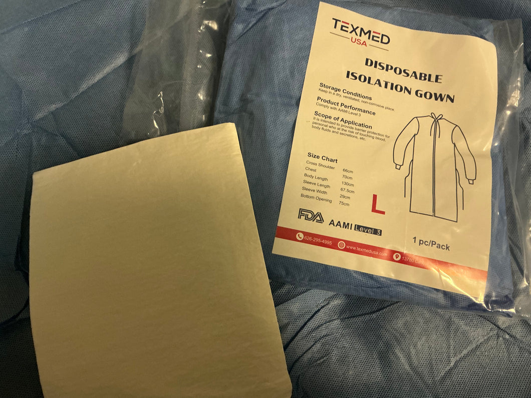Isolation Gowns.             10 pcs/bag - 10 bags/case